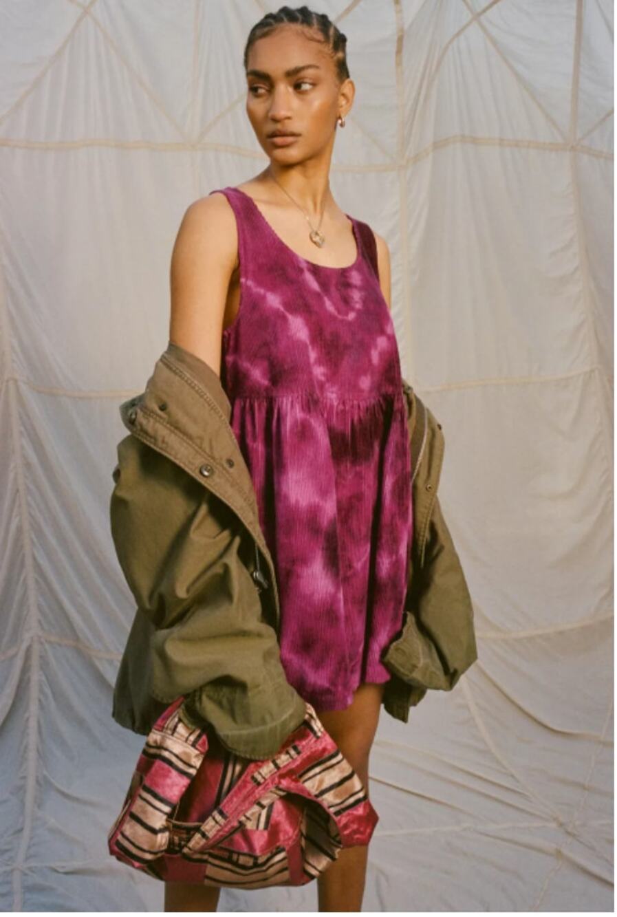 URBAN OUTFITTER UO NWT Kimchi Blue Tie-Dye Corduroy Babydoll Dress // XS